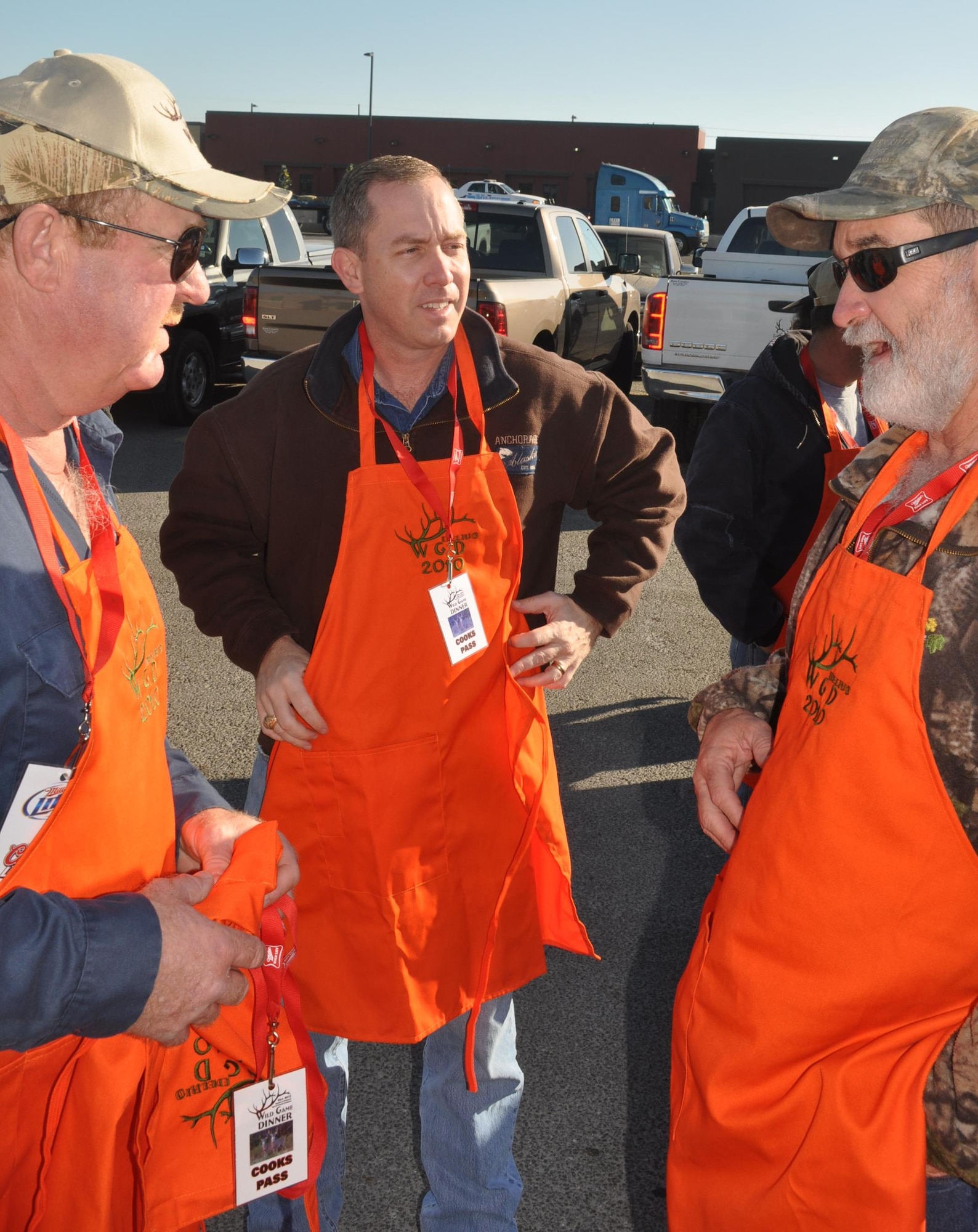 LAUGHLIN AIR FORCE BASE, Texas — Col. Michael Frankel, 47th Flying Training Wing commander, speaks with members of the Del Rio Chamber special projects committee, including John Campbell, president of the Military Affairs Association, at the 21st Annual Del Rio Wild Game Dinner Saturday, Dec. 4. The dinner is one of the largest events the Del Rio Chamber of Commerce hosts annually (U.S. Air Force photo by Joel Langton)