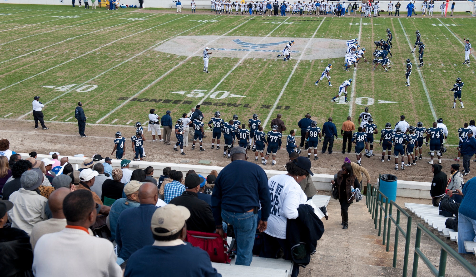 COLUMBUS, Ga. -- The Fort Valley State University Wildcats line up against the St. Augustine's College Falcons during the 2010 Pioneer Bowl Dec. 4 at the A.J. McClung Memorial Stadium. The Pioneer Bowl is one of two historically black college and university bowl games and is played between teams from the Central Intercollegiate Athletic Association and the Southern Intercollegiate Athletic Conference. The game was presented by the U.S. Air Force. The Falcons won 20-9. (U.S. Air Force photo/Senior Airman Jamal D. Sutter)(RELEASED)