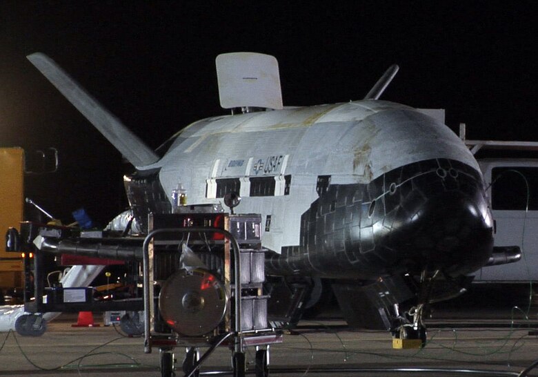 VANDENBERG AIR FORCE BASE, Calif. – The U.S. Air Force's first unmanned re-entry spacecraft landed here at 1:16 a.m. Friday, Dec. 3, 2010. The X-37B, named Orbital Test Vehicle 1 (OTV-1), conducted on-orbit experiments for more than 220 days during its maiden voyage. It fired its orbital maneuver engine in low-earth orbit to perform an autonomous reentry before landing. (U.S. Air Force photo/ Michael Stonecypher)