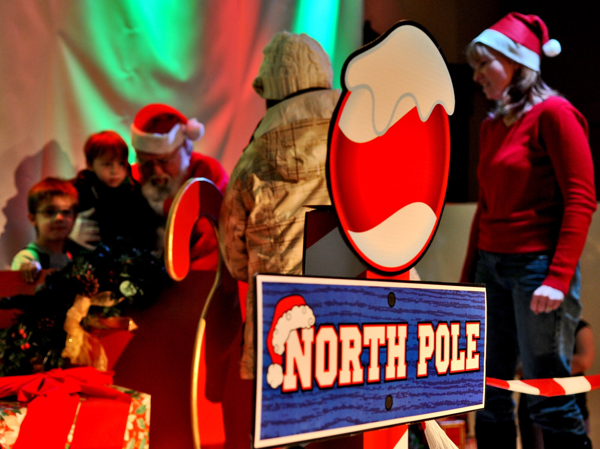 SPANGDAHLEM AIR BASE, Germany – Santa Claus greets children during the base’s 15th annual Christmas tree lighting ceremony Dec. 3. The ceremony included food, music and entertainment. (U.S. Air Force photo/Senior Airman Nick Wilson)