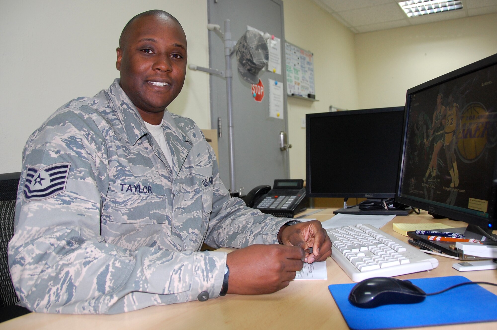 Tech Sgt. Brannon Taylor is deployed from the 56th Logistics Readiness Squadron; Luke Air Force Base, Ariz.