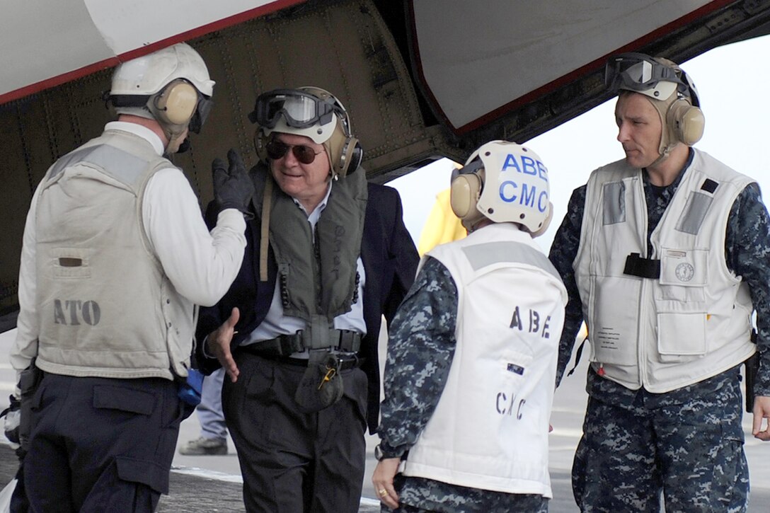 U.S. Navy Lt. Cmdr. Martin Griggs, air transfer officer of USS Abraham ...