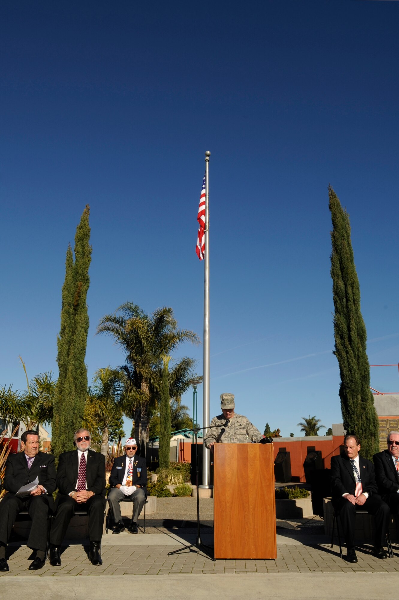 SANTA MARIA, Calif.  – Col. Richard Boltz, 30th Space Wing commander, spoke during a plaque dedication ceremony here in honor of fallen Senior Airman Daniel Johnson on Tuesday, Dec. 7, 2010. (U.S. Air Force photo/Airman 1st Class Lael Huss)