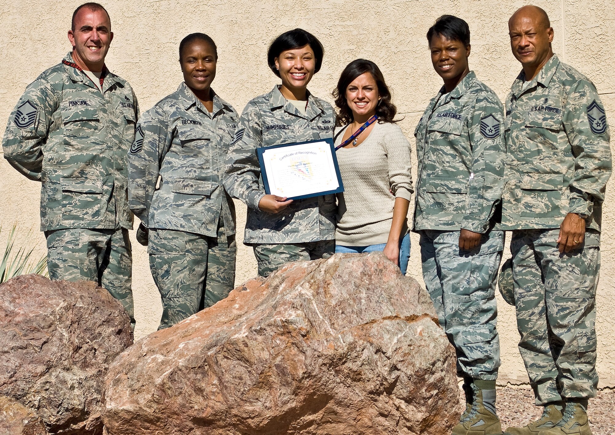 NELLIS AIR FORCE BASE, Nev.-- Nellis Top 3 announced its October 2010 MVP Award winner, SSgt Wakisha Humphries, from the 414th Combat Training Squadron.  This award is the Top 3’s salute to an enlisted middle tier member who contributes to the enhancement of mission accomplishment, teamwork and esprit de corps for the men and women of Nellis Air Force Base. (Courtesy photo)