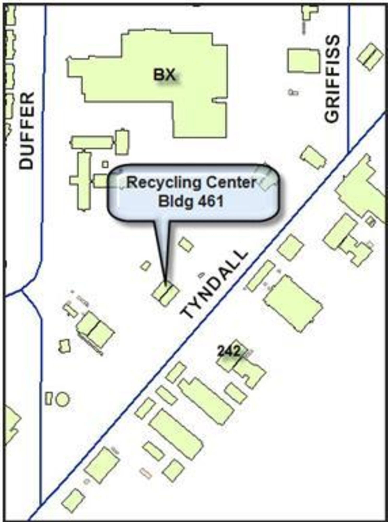 The base recycling center is located at Building 461.