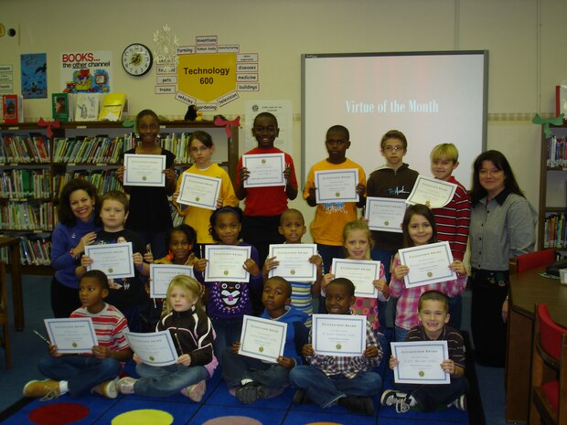 Marrington Elementary School recently recognized 16 students for displaying  the Virtue of the Month: Citizenship. The monthly program highlights a different virtue each month.
