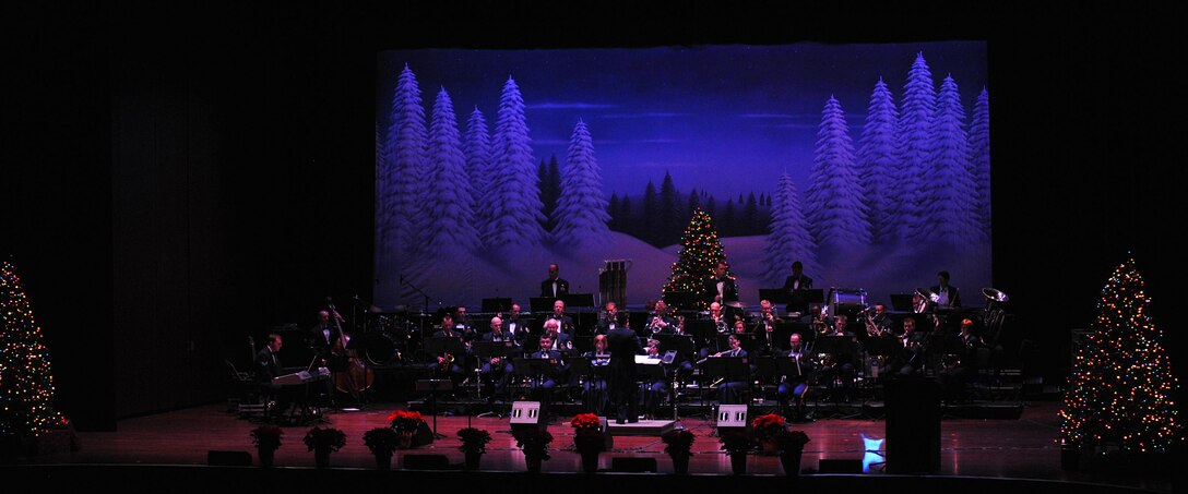 NEWPORT NEWS, Va. -- Heritage of America Band, Air Combat Command, performs holiday music during the holiday concert at the Christopher Newport University's Ferguson Center for the Arts, Dec. 2. The annual event is a series of concerts held by the band as a means to say thank you to the local community for their support for military personnel. (U.S. Air Force photo/Staff Sgt. Ashley Hawkins)(RELEASED)