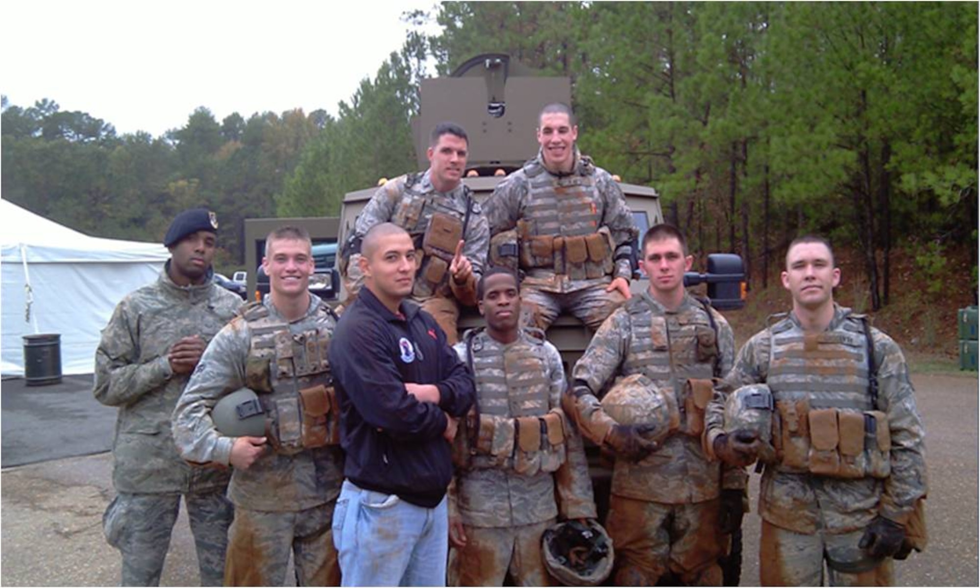 BARKSDALE AIR FORCE BASE, La. -- Members of the 5th Security Forces Squadron take a minute to pose during the first Global Strike Challenge. Capt. Michael L. Gallucci, 5th SFS operations and training officer, received the award for Outstanding Security Forces Company Grade Officer. Senior Airman Lee R. Kozokas, 5th SFS crime prevention officer, drug abuse resistance education officer and protection level one entry controller, received the award for Outstanding Security Forces Staff Level Airman of the Year. (U.S. Air Force photo)