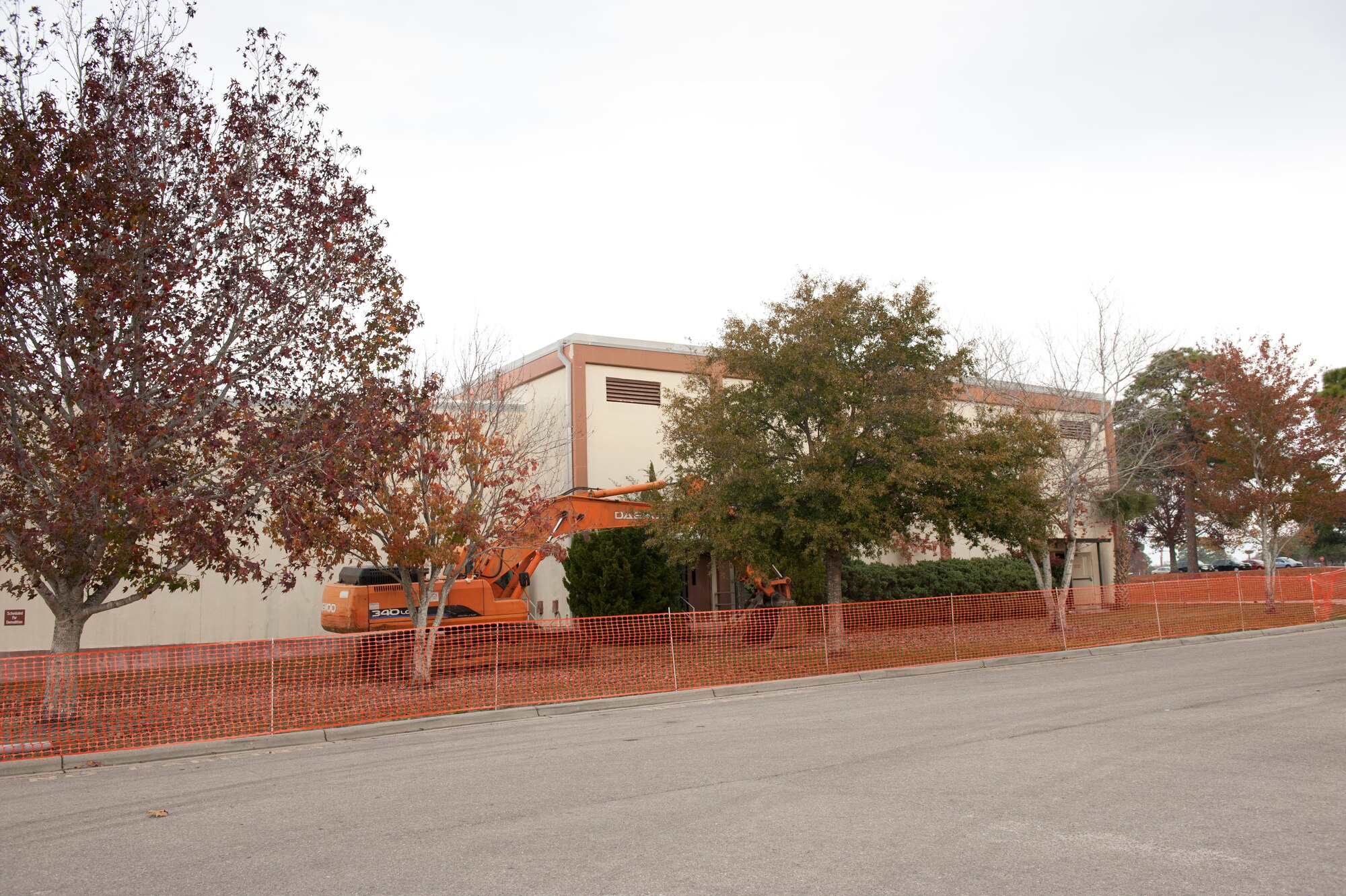 Tyndall's old fitness center is scheduled to undergo a five-week demolition process after serving the base for 35 years. It is 23,175 square feet and has been replaced by Tyndall's new, state-of-the-art, energy efficient, 75,000 square foot fitness facility. "This gym has served its purpose," said Mr. Lou South, 325th Force Support Squadron fitness center director. "It's taken care of our troops over the years. Now we've moved on to a new era and the new gym serves to meet more of the troops' needs by offering more programs and equipment."  (U.S. Air Force photo by Jonathan Gibson)