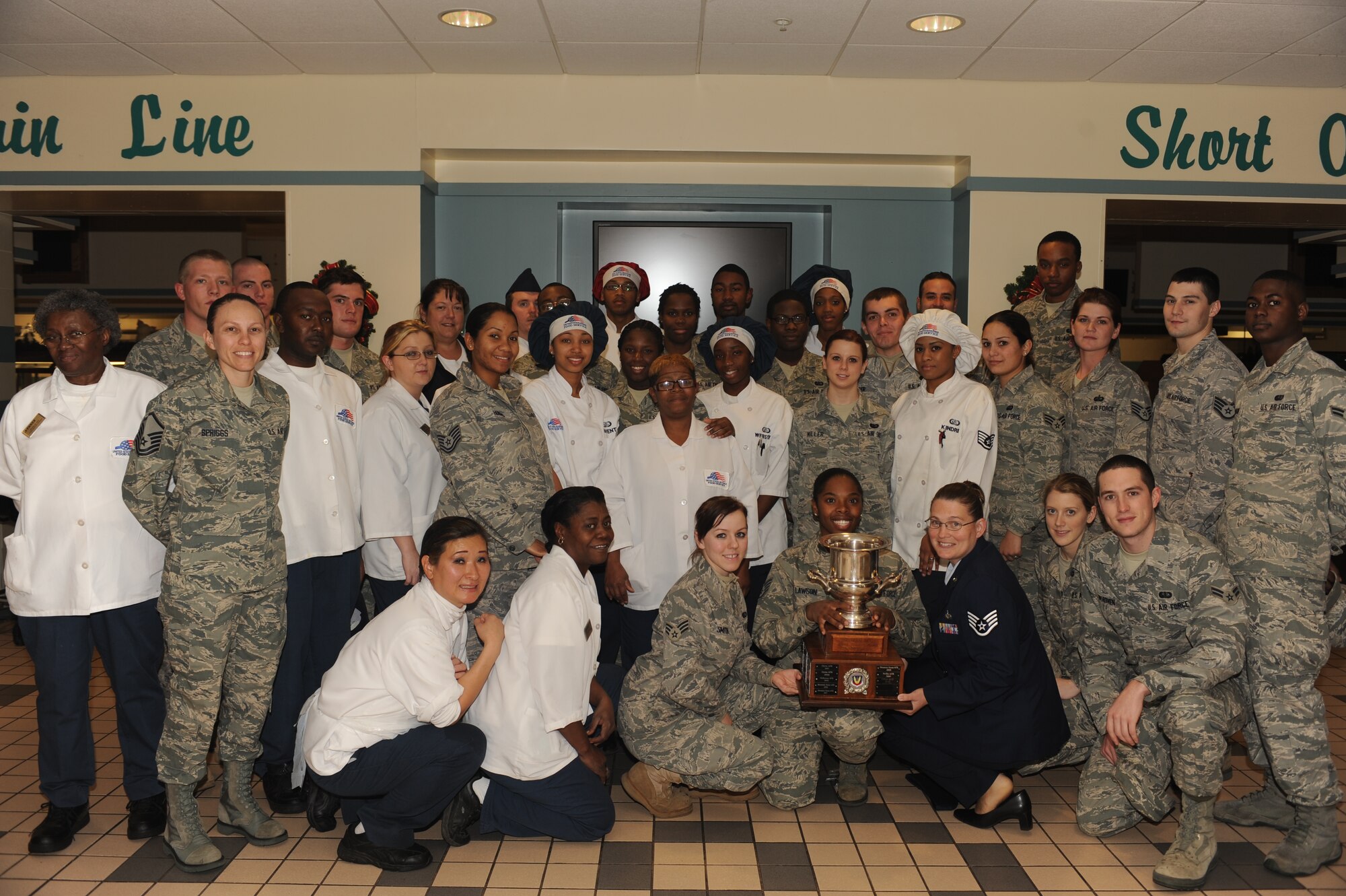 SEYMOUR JOHNSON AIR FORCE BASE, N.C. - Airmen from the 4th Force Support Squadron were recently award the Air Combat Command John L. Hennessey Award for outstanding food service. The win was a first for the 4th Fighter Wing and for the food service specialist at the Southern Eagle Dining Facility and the Flight Kitchen. For the win, they will receive a $30,000 grant to make improvements in their facilities, including a new “grab and go” line. (U.S. Air Force photo/Senior Airman Marissa Tucker)