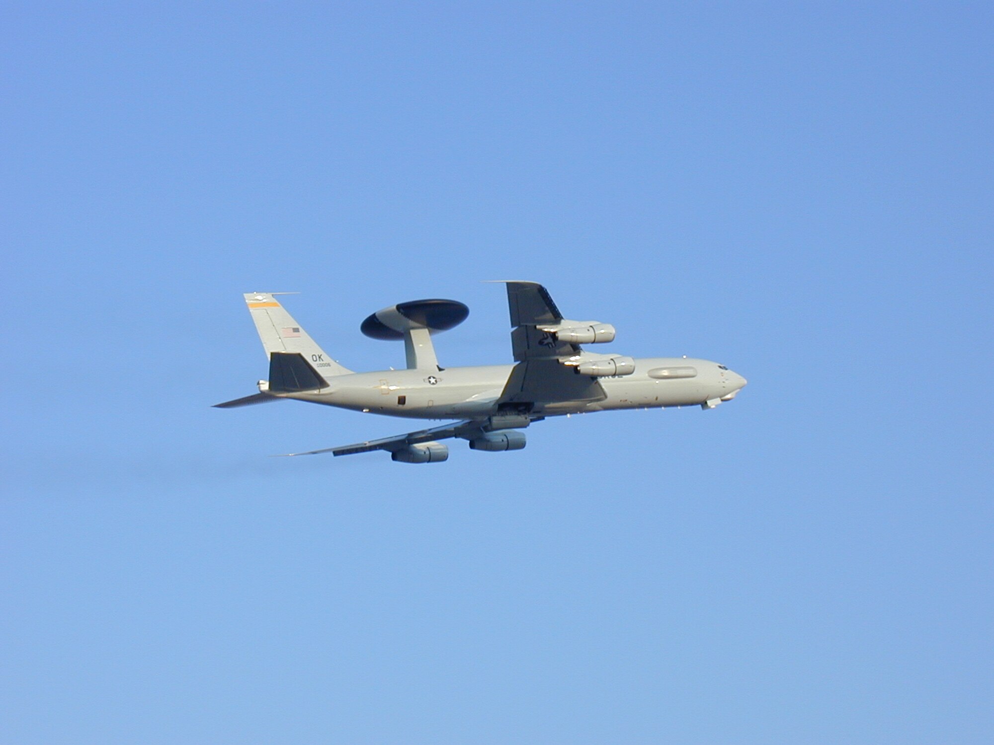 An E-3 looks for suspicious aircraft will patroling the skies over America