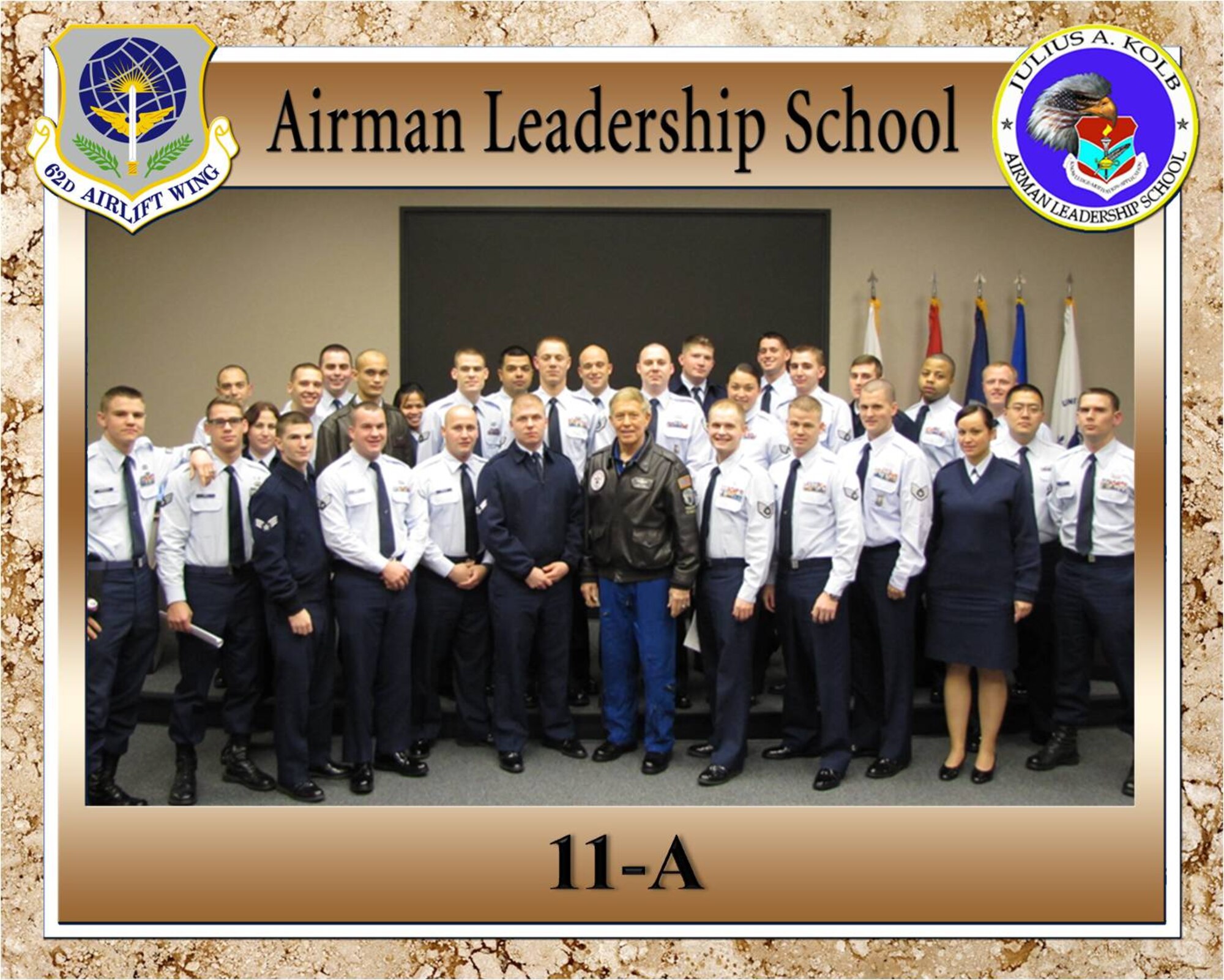 Airmen from Class 11-A at Airman Leadership School pose for a class photo at McChord Field, Joint Base Lewis-McChord, Wash. The class graduated Dec. 9, allowing them to become Non Commissioned Officers and leaders in their various career fields. (U.S. Air Force courtesy photo) 