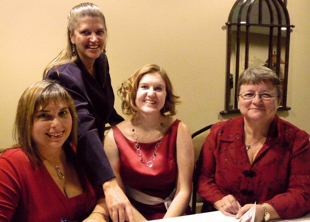 From left to right:  Dana Fredrickson, Tammy Risinger, Jeannette Figueriedo and Kerry Thornell form the volunteer core for Air Forces Northern’s new Key Spouse Program, a program designed to assist military spouses immerse into the organization, understand what resources are available to them, and improve lines of communication between military members and their families.  (U.S. Air Force photo by Lt. Col. Susan A. Romano)