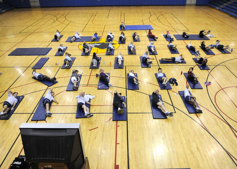 KUNSAN AIR BASE, Republic of Korea -- Members of the Wolf pack participated in an ab workout challenge here Dec. 14, 2010. The challenge was done to highlight a new ab workout program and the importance of fitness. (U.S. Air Force photo/Senior Airman Ciara Wymbs) 