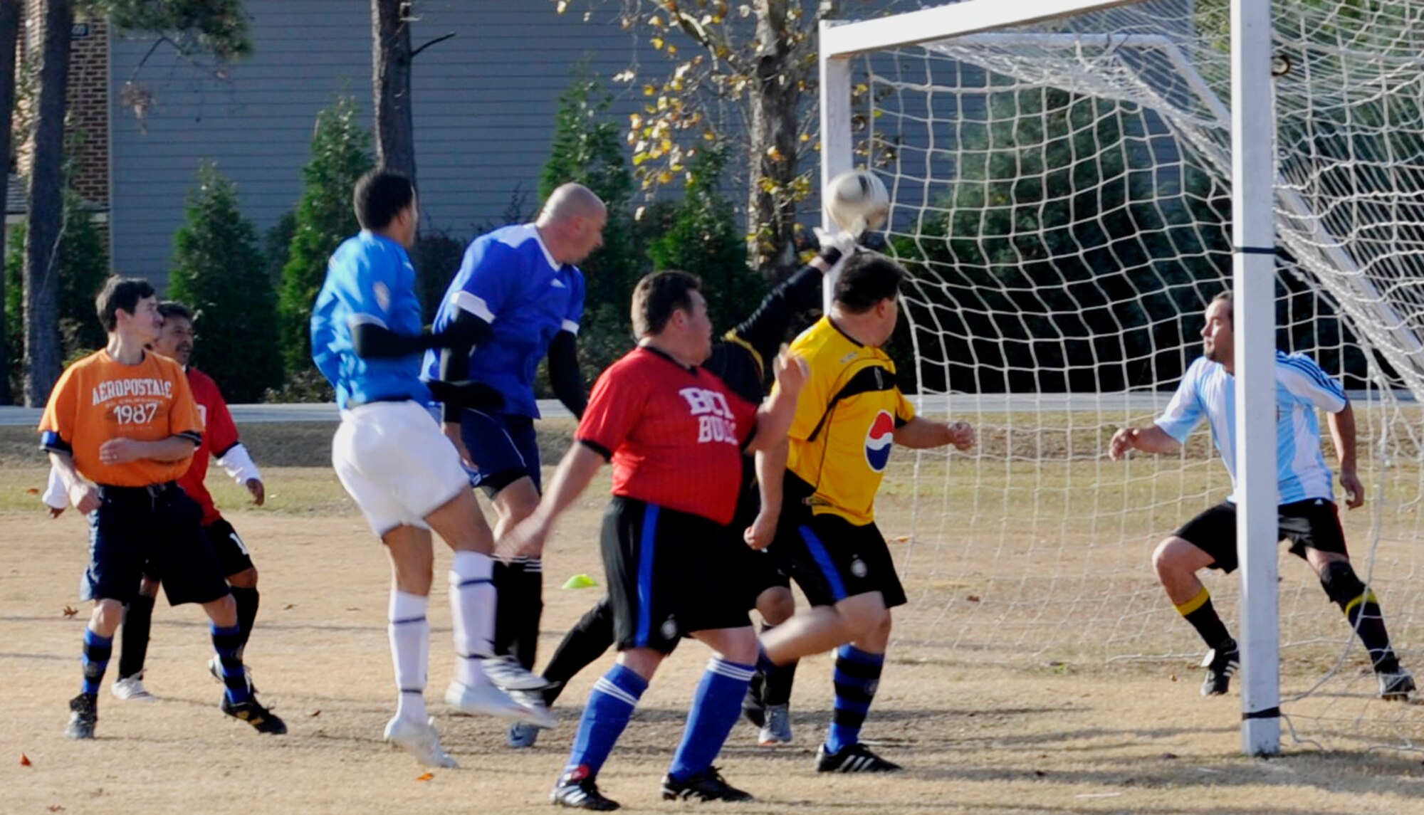 Valdosta, Ga. – A member of the soccer team from Moody Air Force Base, Ga. made a goal during a game versus Quitman, Ga., Dec. 12. The game was led by Moody for most of the match which led to a score of 4-1. (U.S. Air Force photo/Airman 1st Class Nicholas Benroth)(RELEASED)
