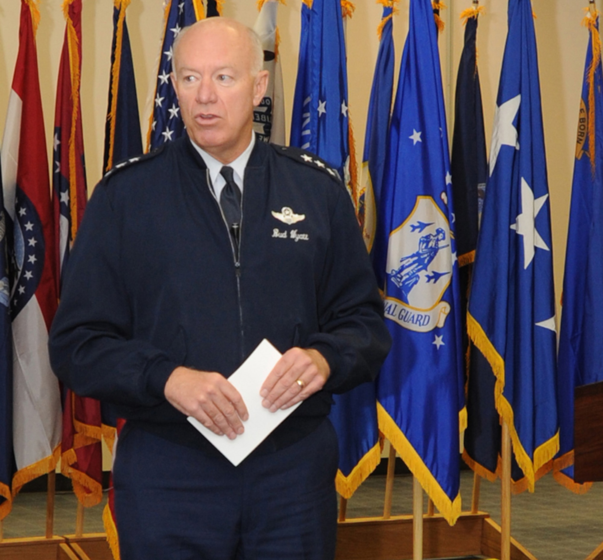 Gen. Harry M. Wyatt, Director of the Air National Guard, held a town hall meeting today, during his first visit to the Air Reserve Personnel Center in Denver, where he addressed the importance ARPC has for the Guard.