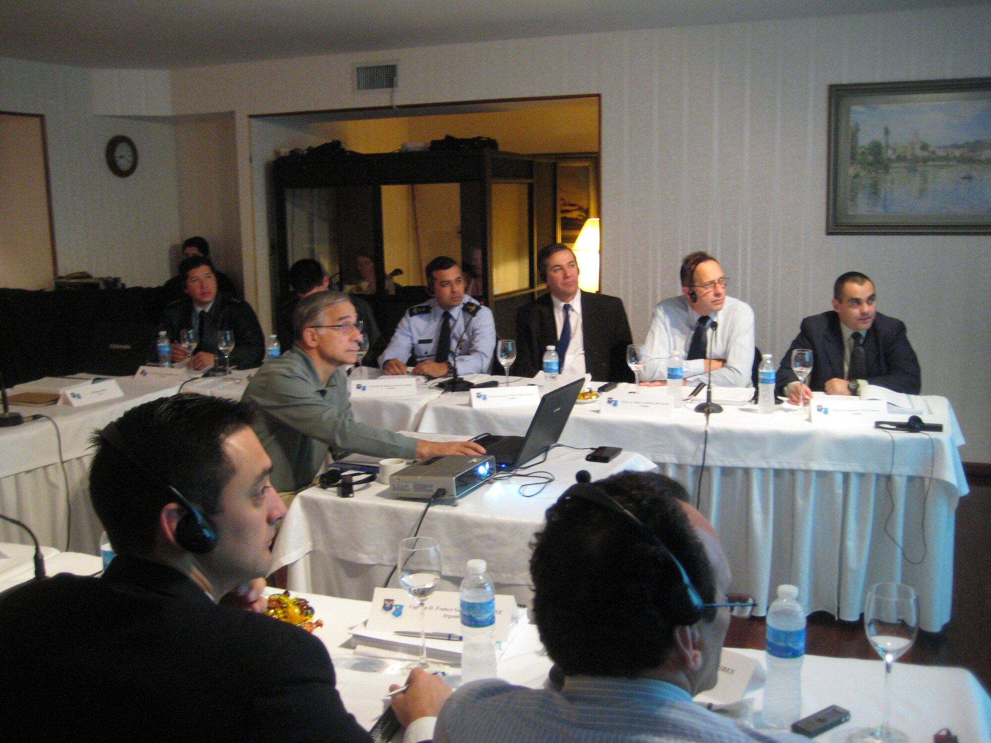 Delegates listen to a briefing during the 12th Air Force (Air Forces Southern) Safety Office's Regional Mishap Investigation Workshop in Argentina from Aug. 9-13. The workshop was part of an annual AFSOUTH safety seminar series.  This subject matter exchange between partner nations focused on promoting dialogue and sharing information. (Courtesy photo)