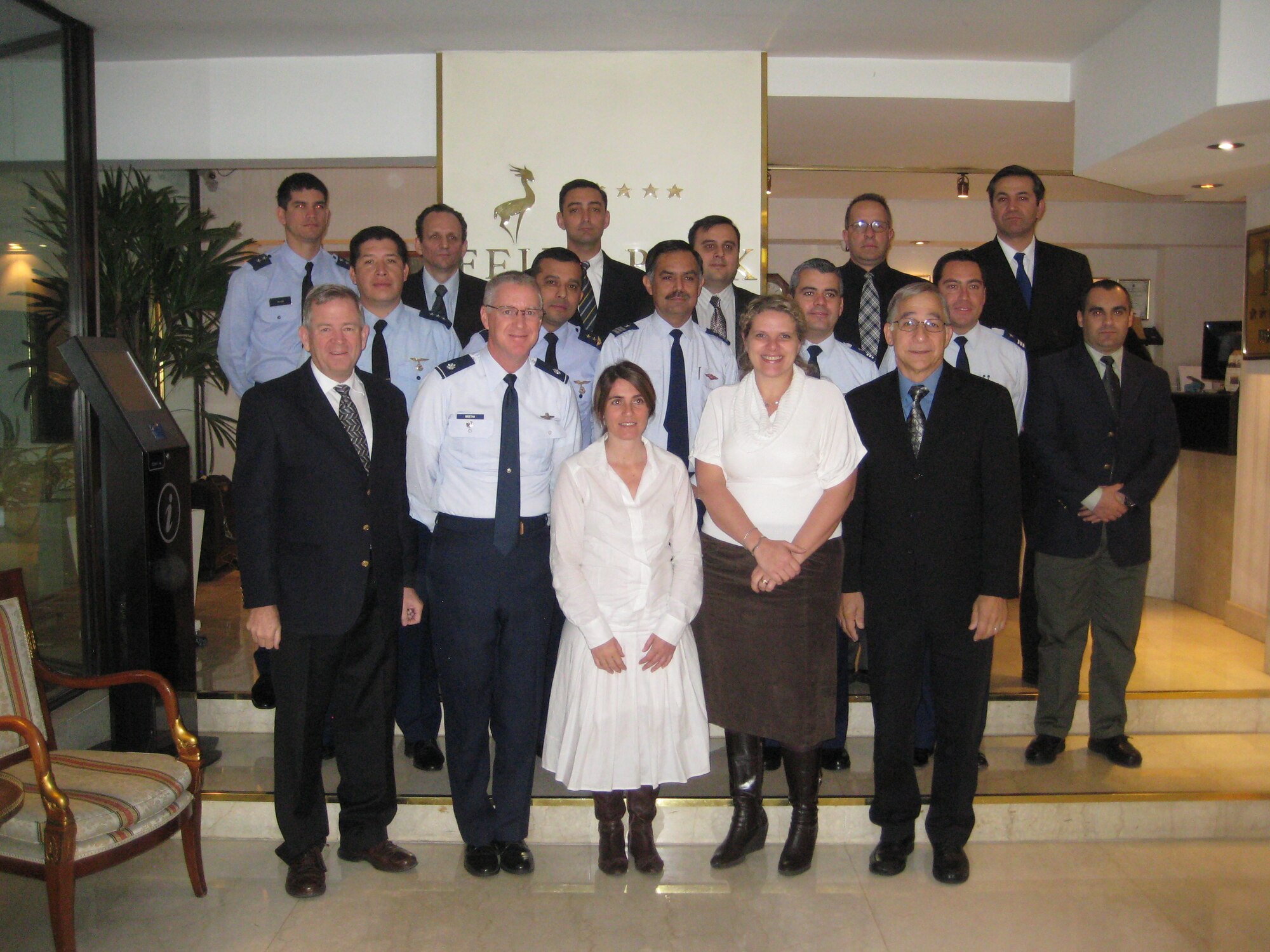 Delegates pose for a photo during the 12th Air Force (Air Forces Southern) Safety Office's Regional Mishap Investigation Workshop in Argentina from Aug. 9-13. The workshop was part of an annual AFSOUTH safety seminar series.  This subject matter exchange between partner nations focused on promoting dialogue and sharing information. (Courtesy photo)