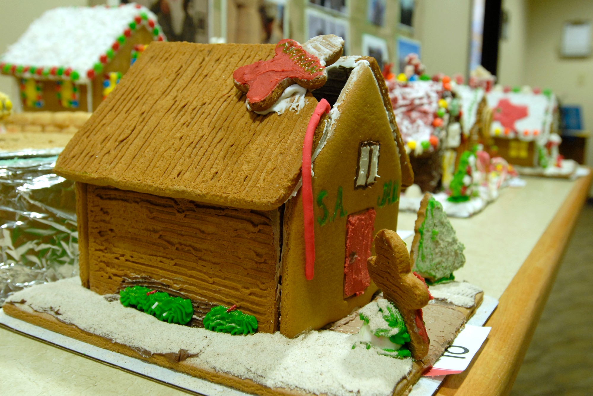 GOODFELLOW AIR FORCE BASE, Texas--  The 17th Force Support Squadron held a ginger bread house contest here, Dec 13 in celebration of the holidays. More than a dozen houses were submitted for judging. (U.S. Air Force photo/Airman 1st Class Jessica D. Keith) 