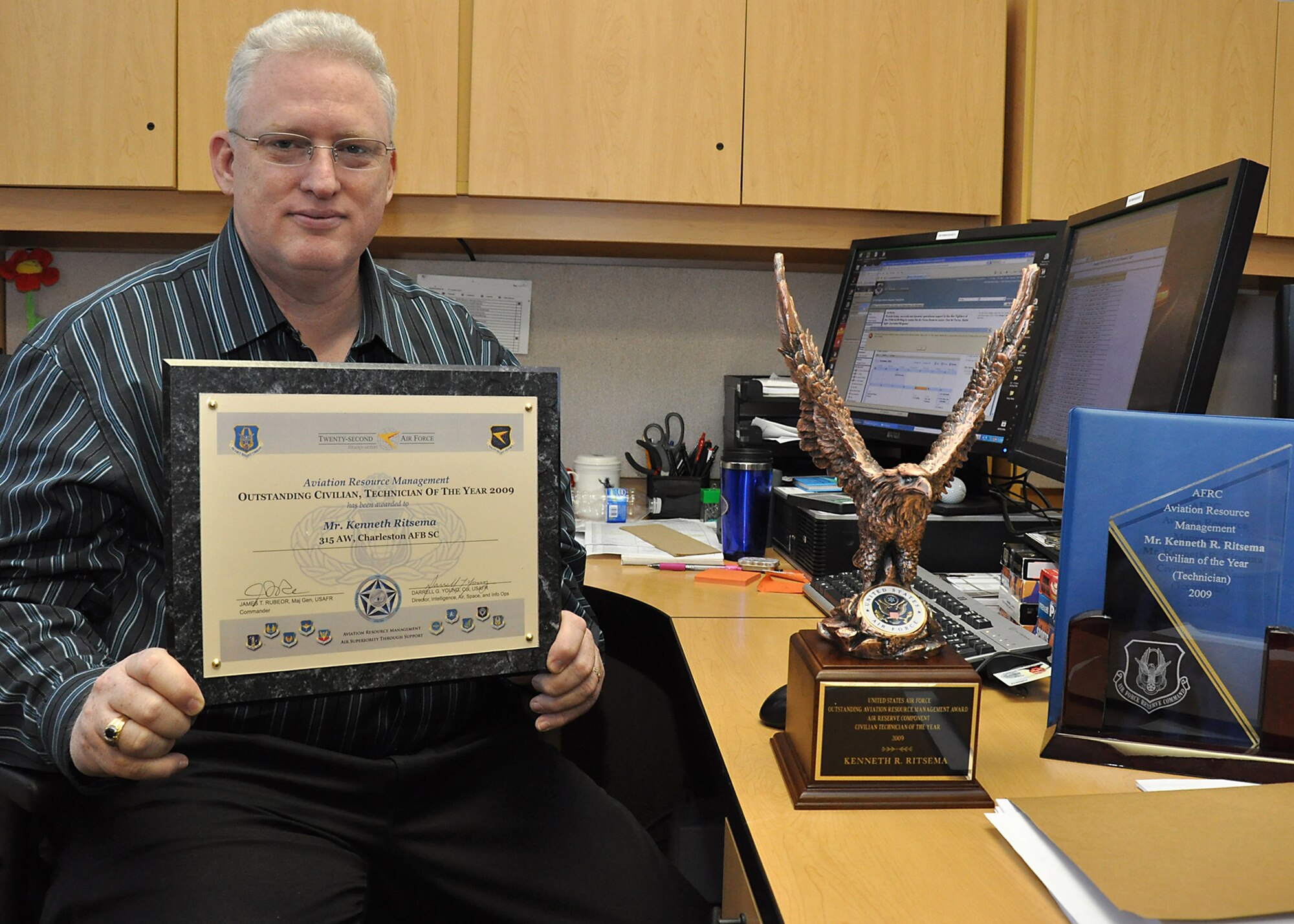 Kenneth Ritsema, a 315th Airlift Wing aviation resource manager with the Operation Support Squadron here, earned the Outstanding Air Force Aviation Resource Manager of the Year Award in the civilian technician category for 2009. (U.S. Air Force Photo/Michael Dukes)