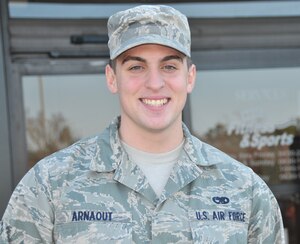 Airman 1st Class Maroun Arnaout, 437 MXS Precision Measurement Equipment Laboratory technician.