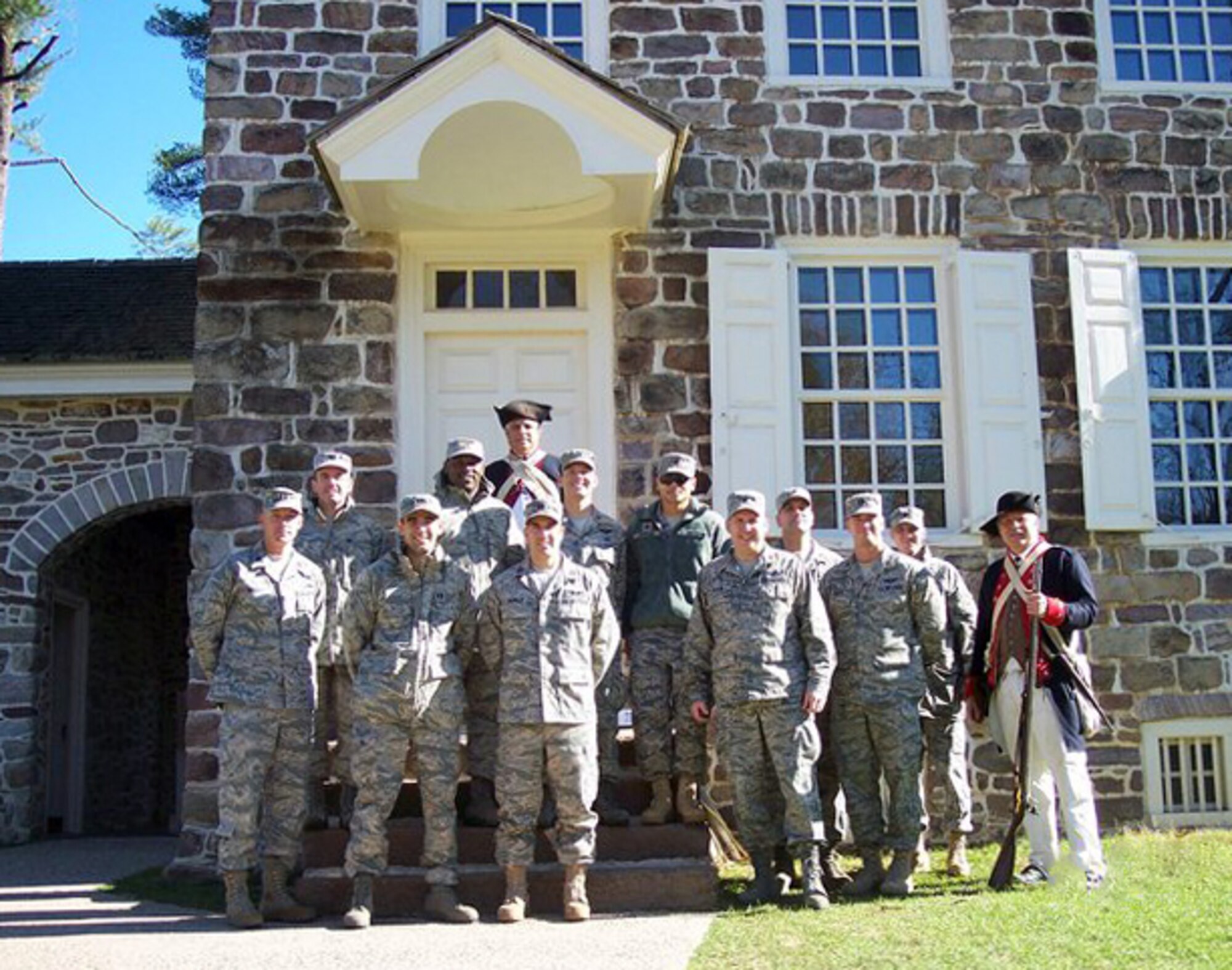 JOINT BASE MCGURE-DIX-LAKEHURST, N.J. -- 621st Contingency Response Wing PHOENIX MOBILITY officers get a tour of historic Valley Forge, Pa. during a visit Nov. 9.  The group had the opportunity to walk in Washington’s footsteps and relate present day leadership challenges to those of the past. Air Mobility Command’s PHOENIX MOBILITY program is a 3-year professional development opportunity that cultivates future Mobility Air Force leaders by combining a strong foundation in expeditionary air mobility operations and deepening officers’ exposure to senior leadership responsibilities.  The officers are assigned to the Contingency Response Wing and deploy in support of Air Operations Center and Global Contingency Response operations. (courtesy photo)(released)