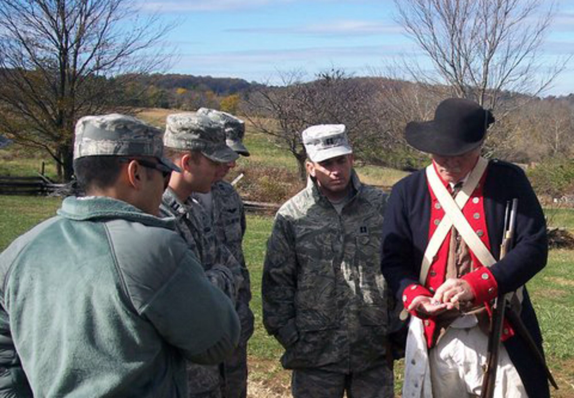 JOINT BASE MCGURE-DIX-LAKEHURST, N.J. -- 621st Contingency Response Wing PHOENIX MOBILITY officers get a tour of historic Valley Forge, Pa. during a visit Nov. 9.  The group had the opportunity to walk in Washington’s footsteps and relate present day leadership challenges to those of the past. Air Mobility Command’s PHOENIX MOBILITY program is a 3-year professional development opportunity that cultivates future Mobility Air Force leaders by combining a strong foundation in expeditionary air mobility operations and deepening officers’ exposure to senior leadership responsibilities.  The officers are assigned to the Contingency Response Wing and deploy in support of Air Operations Center and Global Contingency Response operations. (courtesy photo)(released)