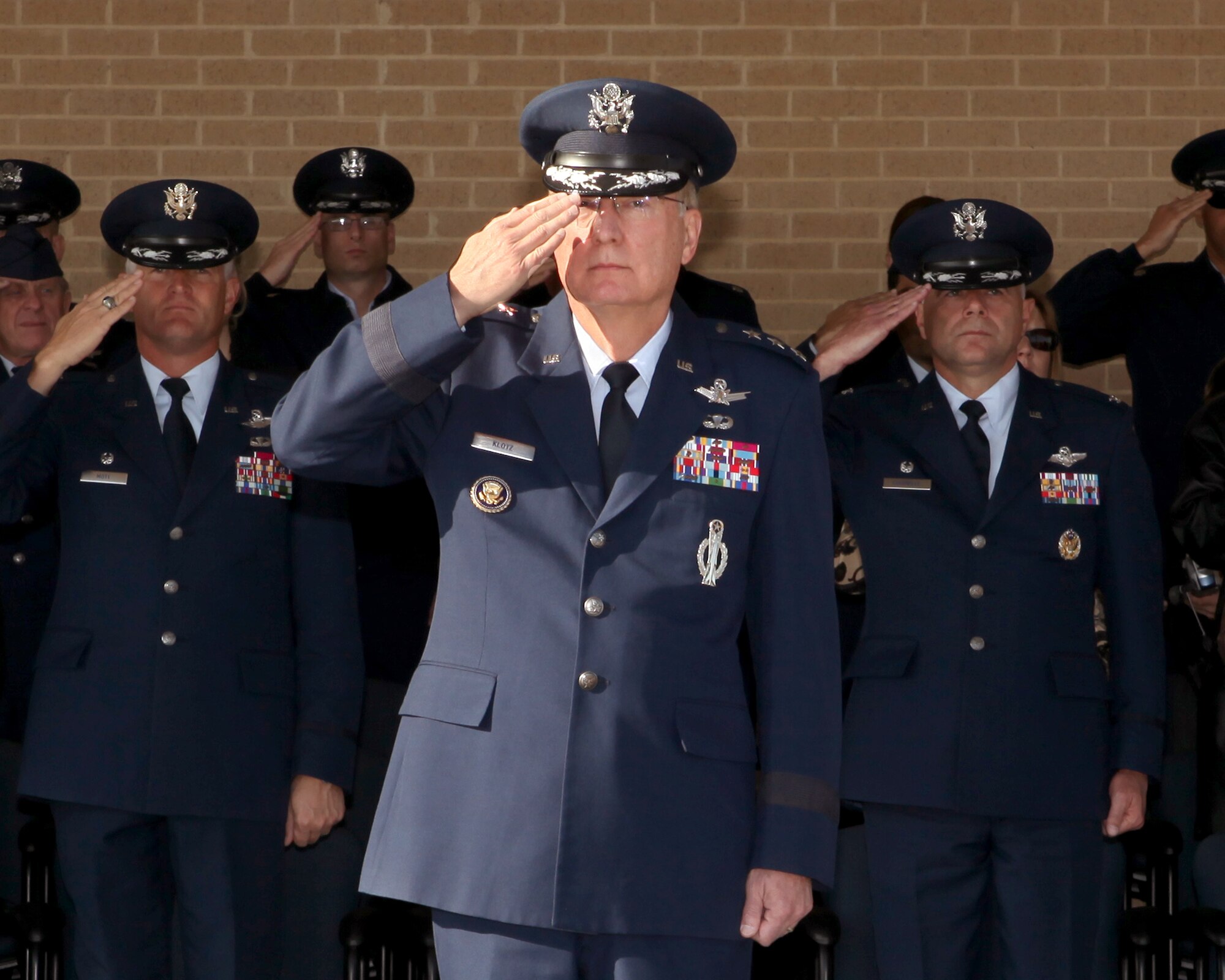 Lt. Gen. Frank Klotz acted as reviewing official for a Basic Military Training graduation parade in the same setting as 42 years ago when he became an Airman.  Six hundred forty new Airmen received their oath from General Klotz Dec. 3 at Lackland Air Force Base, Texas.
