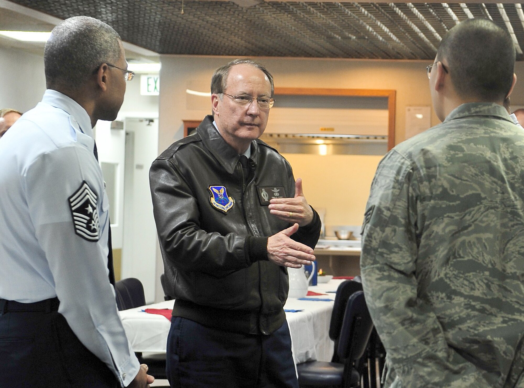 Air Force Global Strike Command Commander Lt. Gen. Frank Klotz, and Command Chief Master Sgt. Jack Johnson speak with Airmen from the 791st Missile Security Forces Squadron Dec. 13, 2010, during a missile alert facility tour at Minot Air Force Base, N.D. General Klotz visited with Minot AFB Airmen to show his appreciation for their hard work and dedication to the nuclear enterprise. (U.S. Air Force photo/Senior Airmen Michael J. Veloz)