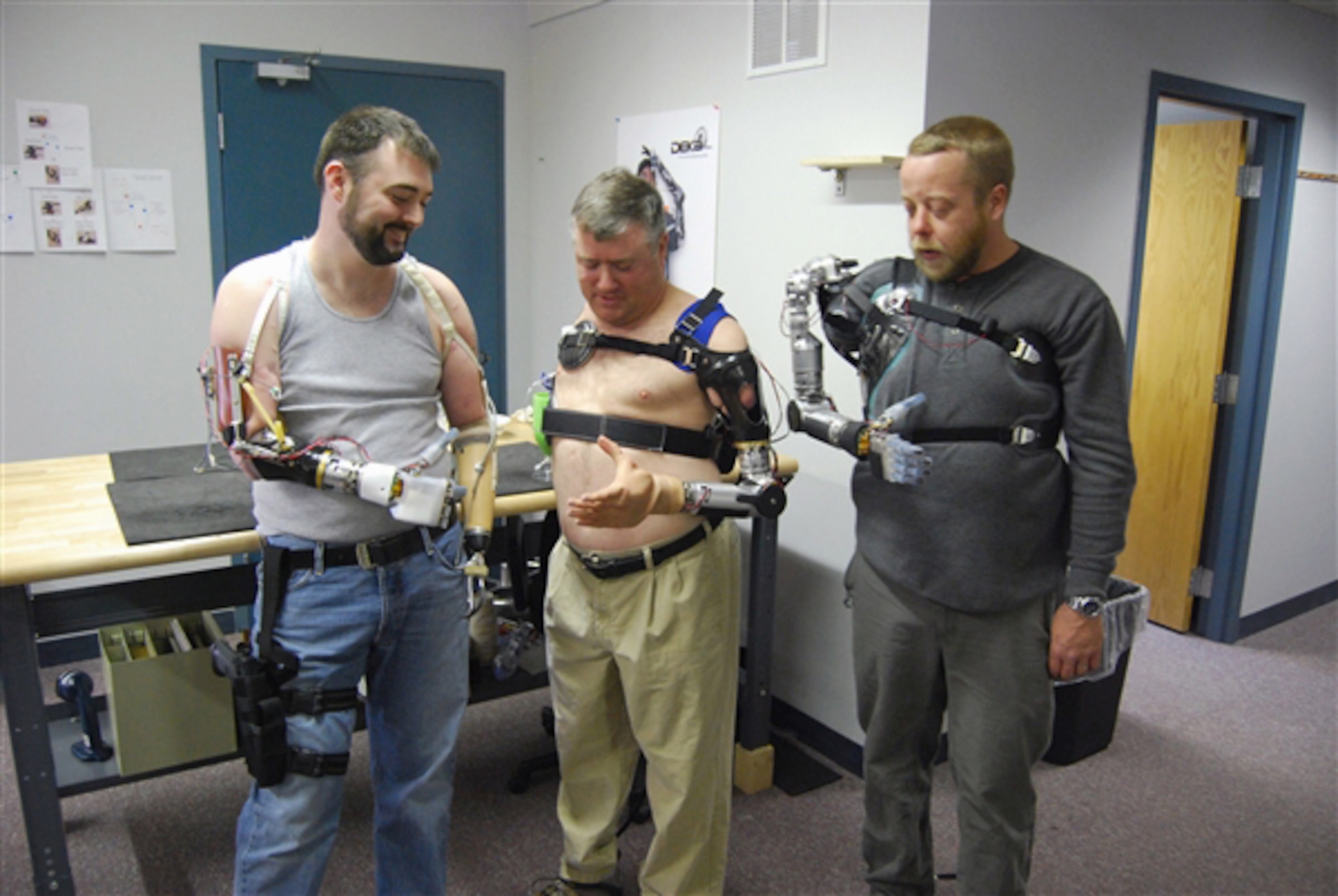 Users wear and control, without surgery, an advanced prosthetic arm developed under the Defense Advanced Research Projects Agency's Revolutionizing Prosthetics program in 2007. (Courtesy photo)