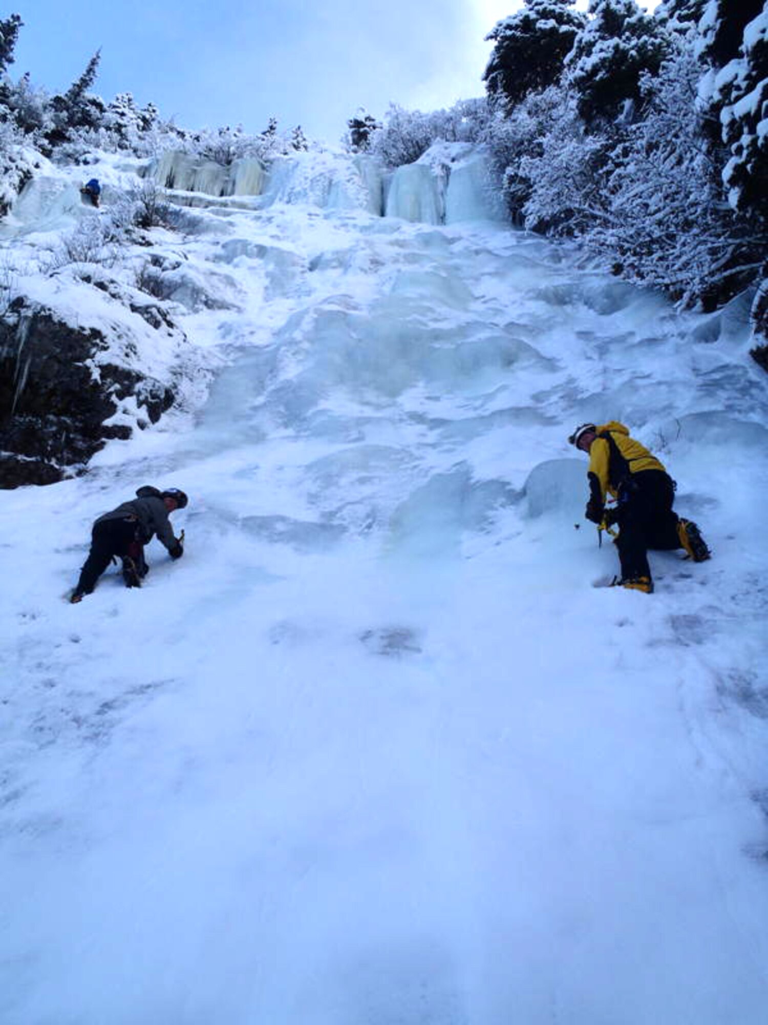 ANCHORAGE, Alaska - Air Force Reserve pararescuemen (PJs) from the 920th Rescue Wing, Master Sgt. Joe Traska and Tech. Sgt. Wes Hufnagel, hone their cold-weather rescue skills in Alaska Dec 11-18. The PJs must be able to save a life under any circumstance, whether it be under enemy fire, or on a side of an ice-encased mountain side.  The training was two-fold: the PJs perfected their cold-weather skills and they trained side-by-side with their Reserve counterparts, the 212th Rescue Squadron based in Anchorage. The Reserve Airmen are part of the Guardian Angel Weapons System which is formed by the make up of the PJ and two other closely related Air Force specialties: one being, the survival, evasion, resistance and escape specialists, and the other being, combat rescue officers. These men provide the capability to execute each of the personnel recovery tasks with only a fraction of the manpower, saving time, money and lives. (U.S. Air Force photo/Senior Airman Brandon Forshaw)


