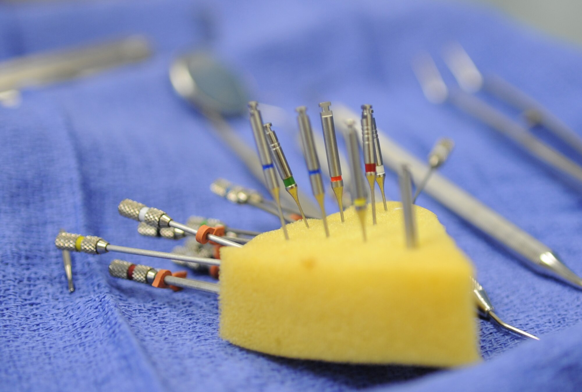 The endodontic tools are tooth files to drill and clean the teeth from nerves and blood vessels. Dogs have the same mouth anatomy as a human. The surgery, which can take two hours or more, is the second root canal procedure on a MWD in the past two years. (U.S. Air Force photo/Senior Airman Alexandra M. Boutte) (RELEASED)