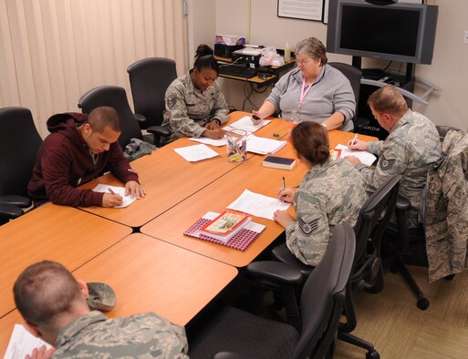 MOODY AIR FORCE BASE, Ga. -- Cynthia Henley, 23rd Medical Group family advocacy nurse, teaches a class Dec. 15. This class is called “1-2-3 Magic” and helps parents who may have trouble disciplining their children. (U.S. Air Force photo/Airman 1st Class Douglas Ellis)(RELEASED)
