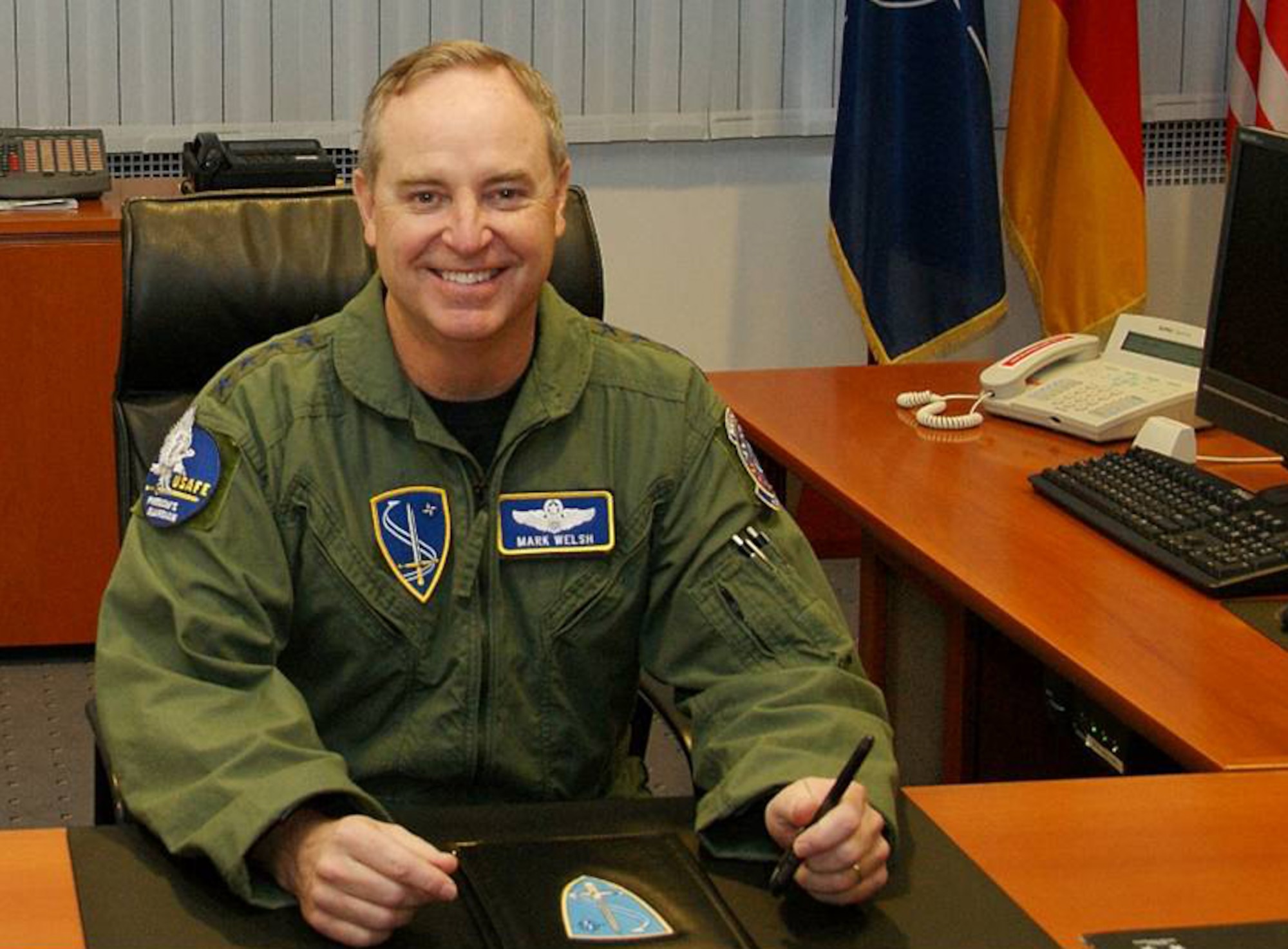 Gen. Mark A. Welsh III takes over at the helm of the Allied Air Command Ramstein, Germany. (NATO Photo/AOO Boer, PAO HQ AC Ramstein)
