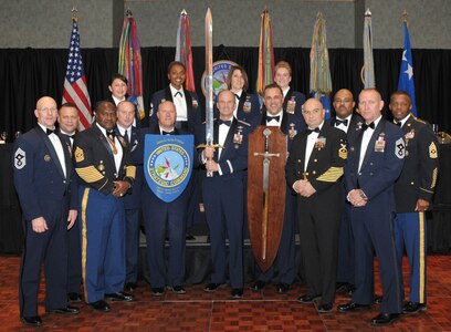 OMAHA, Neb. - Gen. Kevin P. Chilton, U.S. Strategic Command commander, poses with some of STRATCOM&#039;s top enlisted force during a ceremony where he was inducted into the Strategic Order of the Sword and Shield Dec. 17.