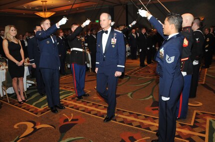 OMAHA, Neb. - Gen. Kevin P. Chilton, U.S. Strategic Command commander, is honored during a ceremony where he was inducted into the Strategic Order of the Sword and Shield Dec. 17.