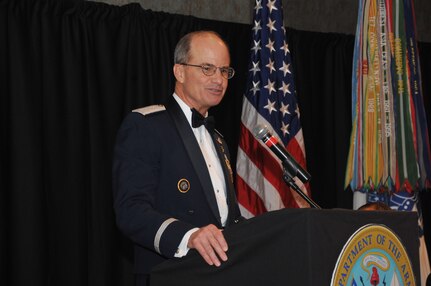 OMAHA, Neb. - Gen. Kevin P. Chilton, U.S. Strategic Command commander, gives a speech after being inducted into the Strategic Order of the Sword and Shield during a ceremony Dec. 17.