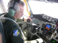 Doing what he loves. At the controls of a KC-135R, Col. Phil Fallin prepares for take-off. The deputy wing commander leaves the 916th for Scott AFB in early 2011. (USAF courtesy photo)     
