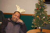 Master Sgt. Ivan Candelario, 916th Civil Engineer Flight, has visions of sugar plums this holiday season. (USAF photo by Maj. Shannon Mann, 916ARW/PA)