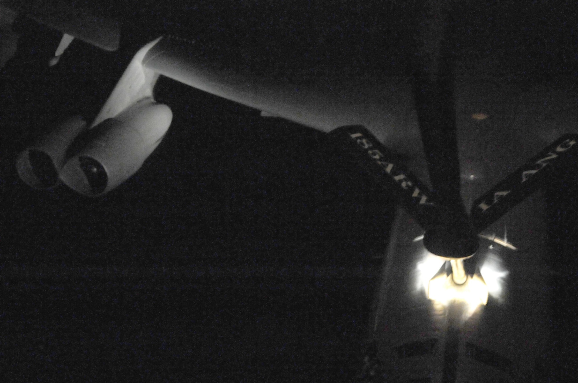A B-52 Stratofortress is refueled Dec. 14, 2010, over the Pacific Ocean by the members of the 174th Air Refueling Squadron. It was the first operational mission for the 96th ARS, which was activated in September but won't be fully operational until August of 2011. (U.S. Air Force photo/Master Sgt. Cohen A. Young)