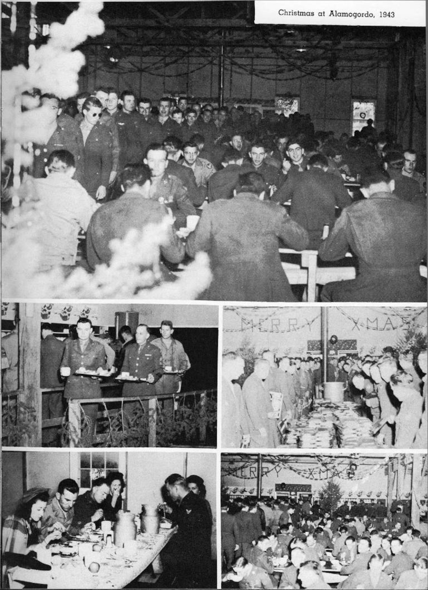 ALAMOGORDO ARMY AIRFIELD, N.M. -- Members stationed at the Alamogordo Army Airfield enjoy a Christmas meal in 1943. The “Fightin’ 49ers” didn’t arrive at Holloman until 1968, but they celebrated Christmas regardless of where they were serving. (U.S. Air Force photo courtesy of the 49th History Office/Released)