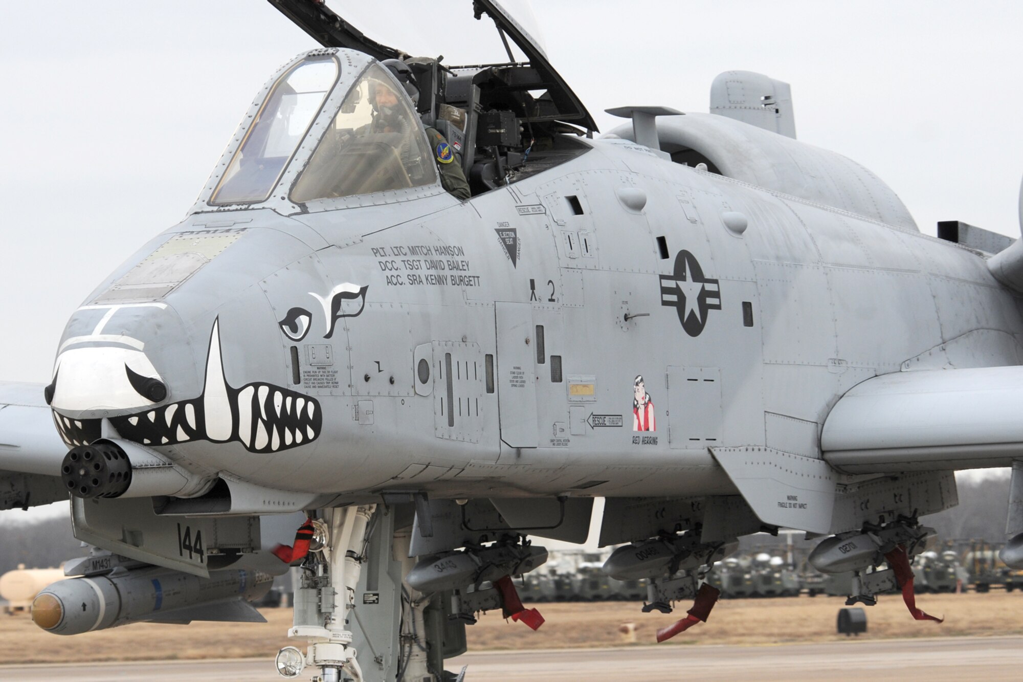 Maj. Aristotle Rabanal, 47th Fighter Squadron pilot, taxis an A-10 Thunderbolt II aircraft to its parking spot after returning from his last sortie with the squadron on Dec. 21, 2010, 917th Wing, Barksdale Air Force Base, La. (U.S. Air Force/MSgt Greg Steele)