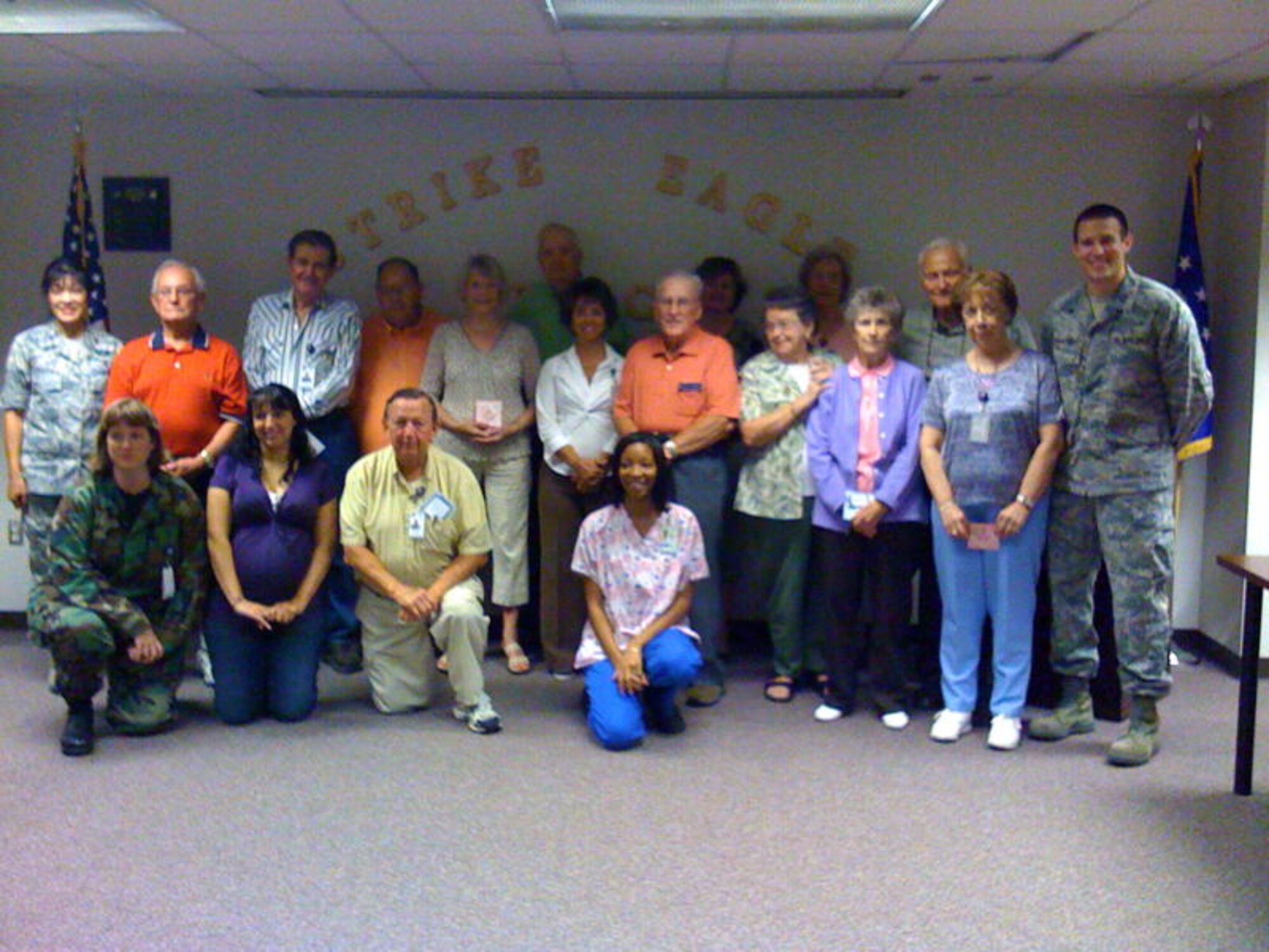 SEYMOUR JOHNSON AIR FORCE BASE, N.C. -- The 4th Medical Group pharmacy volunteers represent more than a third of the base volunteer population and are a diverse workforce comprised of military retirees, spouses and dependents spanning across all services, careers and ages.  In addition to dispensing medications, the 37 volunteers help with a variety of other functions such as pre-packing medications, maintaining the prescription staging area, answering calls and assisting with quality control checks. (Courtesy photo) (Released)