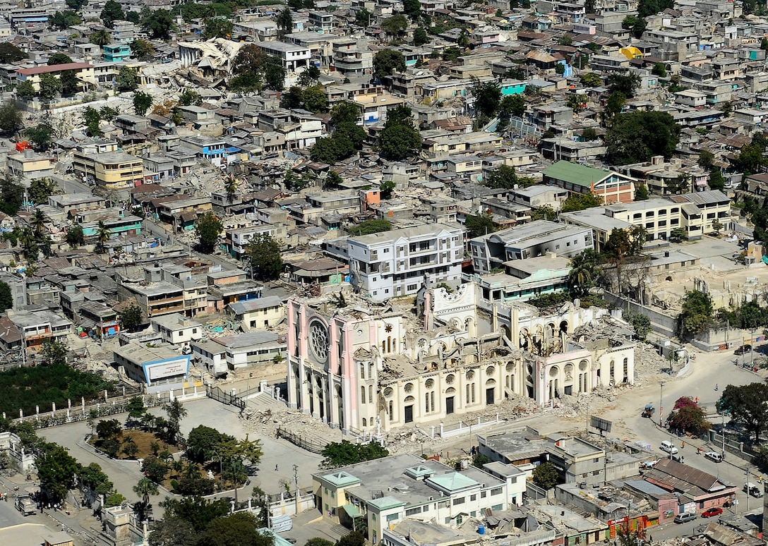 Ruins of a Roman Catholic cathedral in Port-au-Prince, Haiti, Jan. 28, 2010, is shown following the magnitude 7 earthquake that struck the region, Jan. 12, 2010.