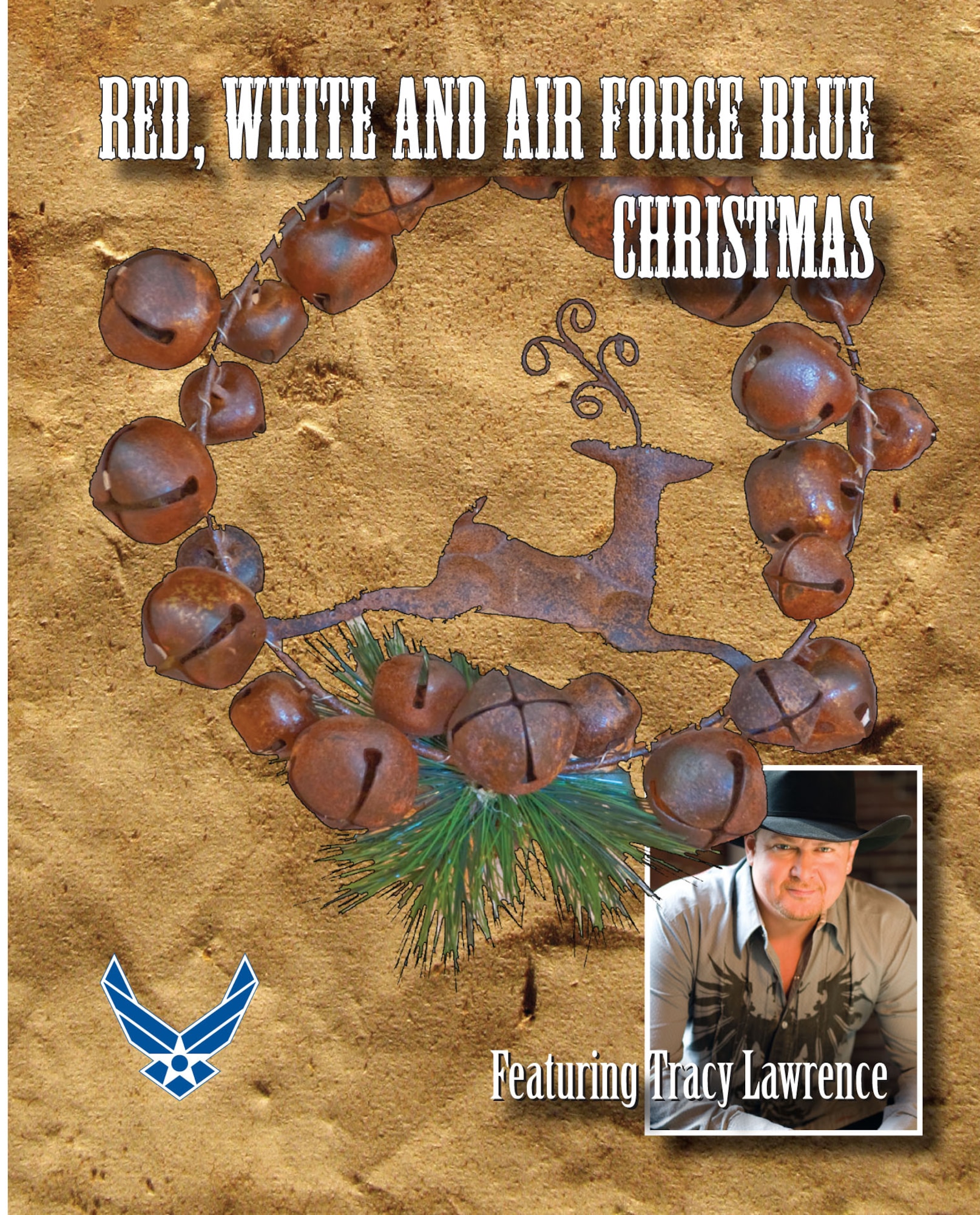 Country star Tracy Lawrence collaborated with the Air Force Recruiting Service for this year’s "Red, White and Air Force Blue Christmas" radio special. The one-hour program features a candid interview with Lawrence as well as tunes from his album “All Wrapped Up In Christmas” and 2010 Grammy nominated inspirational album “The Rock”. (Artwork by Ronn Linn)