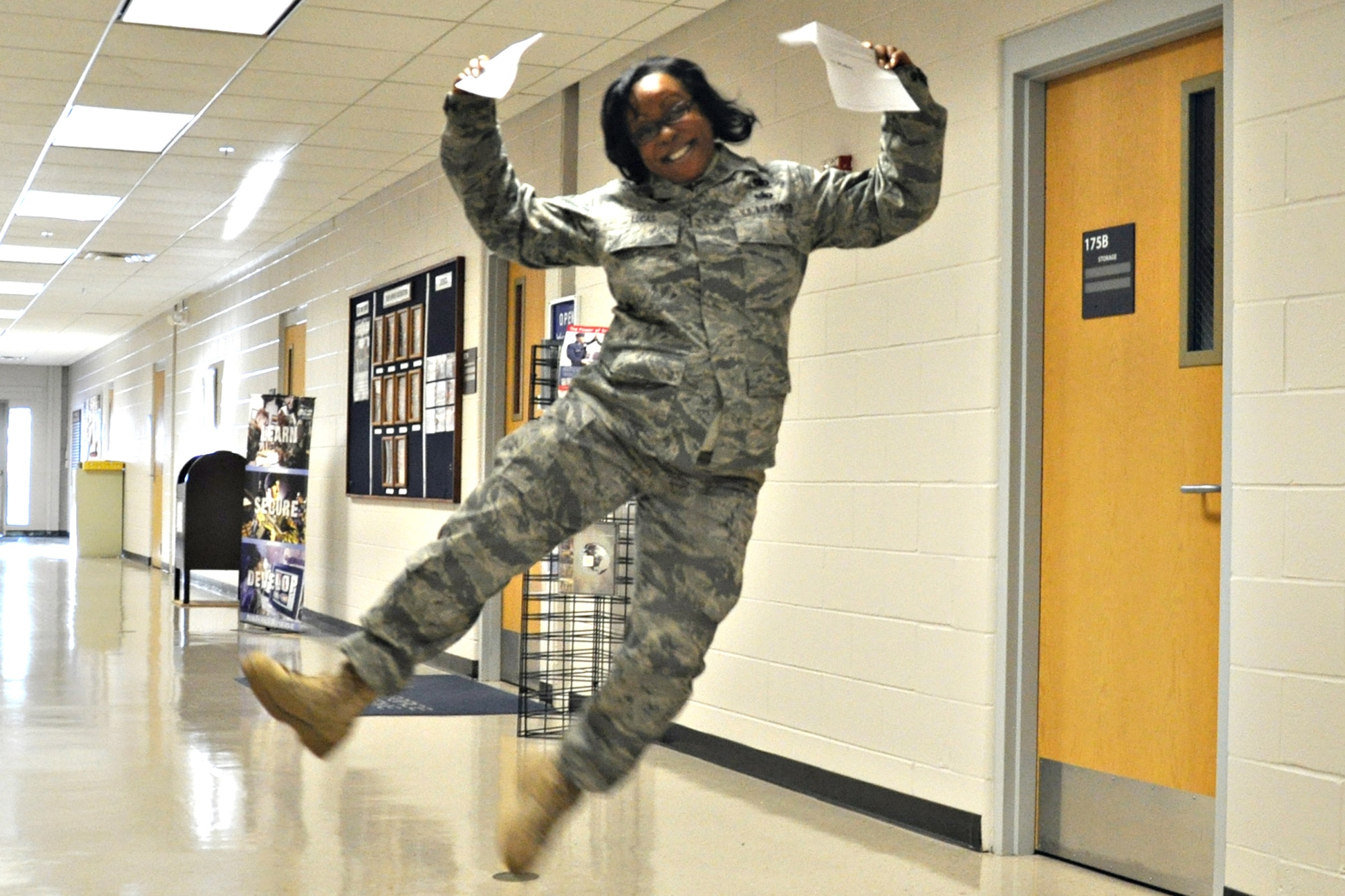 WRIGHT-PATTERSON AIR FORCE BASE, Ohio - Master Sgt. Leegurtha Lucas, 445th Force Support Squadron, shows off her check and letter from the Governor of the State of Ohio Dec. 3 she received through the Ohio Veterans Bonus program.  (U.S. Air Force photo/Senior Airman Mikhail Berlin)