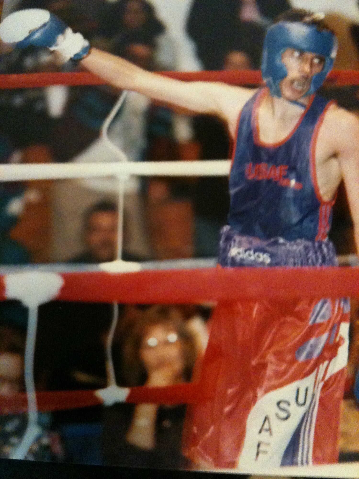 VANDENBERG AIR FORCE BASE, Calif. - Tech. Sgt. Steven Franco, the All Air Force Boxing Team head coach, knocks out a Navy opponent during the 1996 Armed Forces Championship. (Courtesy photo)