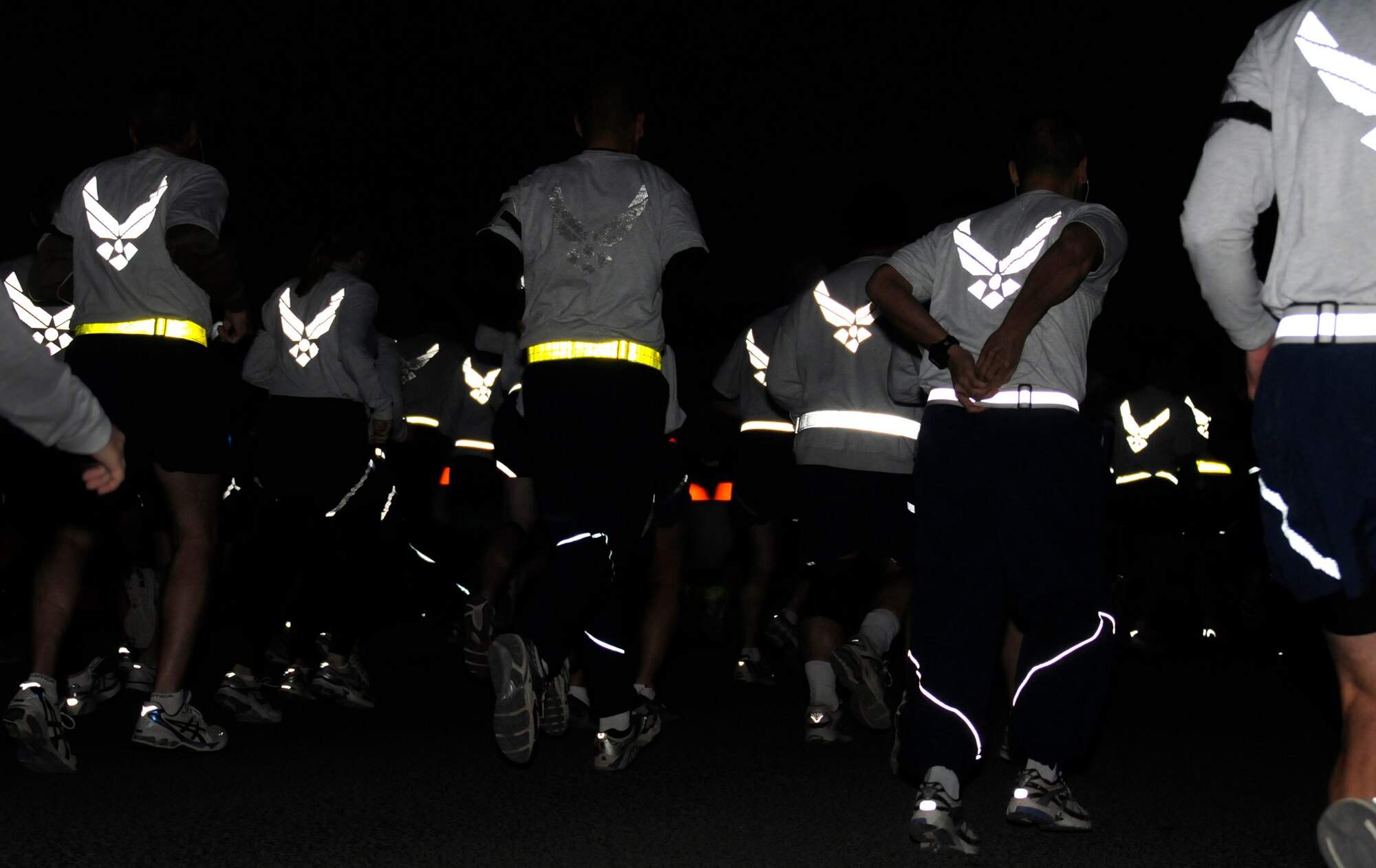 SOUTHWEST ASIA -- Runners compete in the early morning, Christmas Eve 10k at the 386th Air Expeditionary Wing Dec. 24. The run was the final event for the wing's 12 Days of Christmas Fitness Challenge. (U.S. Air Force photo by Capt. Heath Allen)