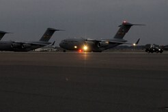 Air Force Brig. Gen. Carlton D. Everhart II taxis the newest C-17 Globemaster III aircraft on the Joint Base Charleston, S.C., flightline Dec. 22, 2010. The arrival of the aircraft brings the total number of C-17s assigned to the 437th Airlift Wing to 59. General Everhart is the 618th Air and Space Operations vice commander. (U.S. Air Force photo/Staff Sgt. Marie Brown)