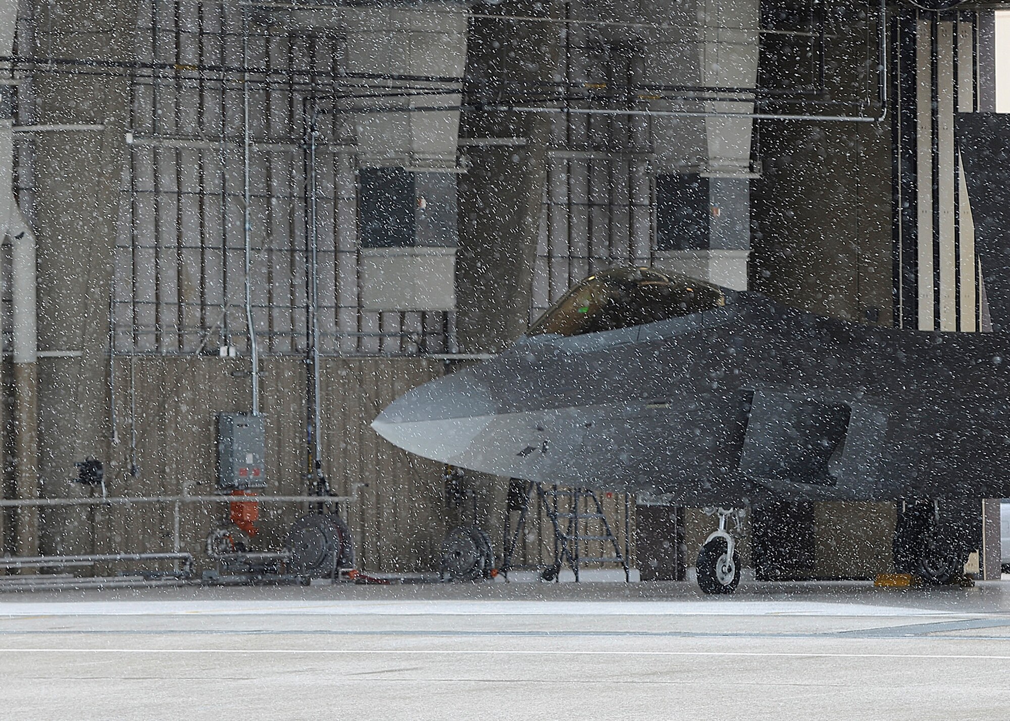HOLLOMAN AIR FORCE BASE, N.M. -- An F-22 Raptor sits in preparation for departure to Red Flag, Jan. 23. The F-22 as well as the F-18, F-16 and F-15 participated in the last Red Flag event. (U.S. Air Force photo by Senior Airman John D. Strong II) 
